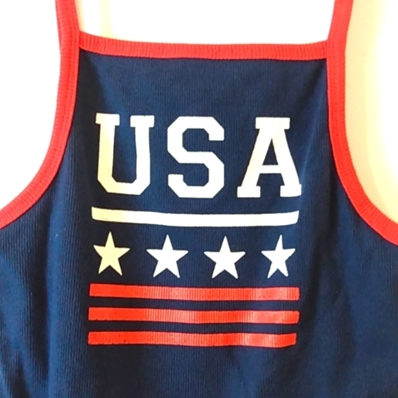 ZOE & LIV USA RED WHITE BLUE AMERICAN FLAG TANK TOP SIZE JUNIORS SMALL NWOT - Picture 2 of 5